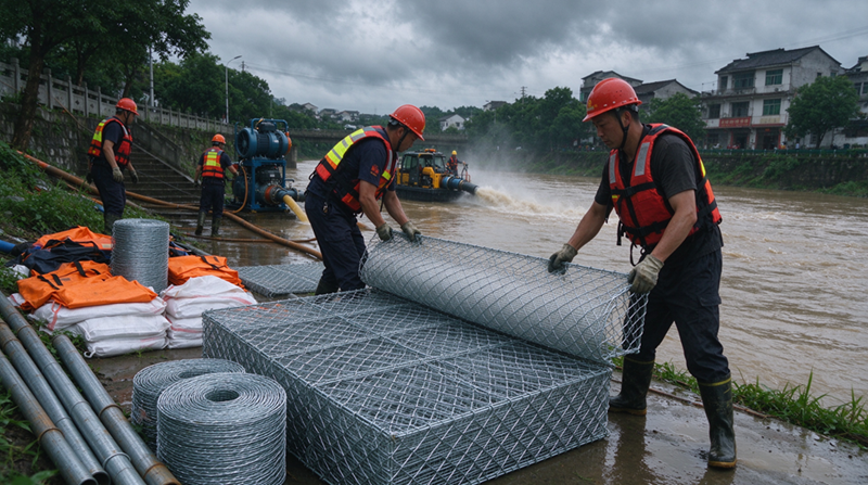 Els productes de prevenció d'inundacions de Changshu Jianghe ofereixen materials de malla galvanitzada i gavions per al projecte de suport al drenatge d'emergència de Mongòlia Interior